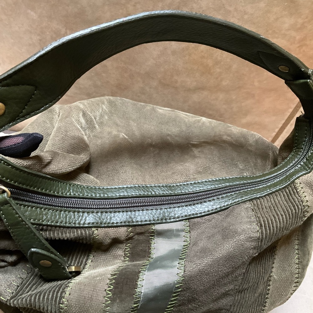 *REHAB* Tommy Hilfiger Vintage y2k bag Olive GREEN stripped Satchel Handbag - Picture 4 of 16